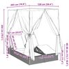 vidaXL Double Sun Lounger with Roof Grey 205 x 129 x 200 cm PE rattan