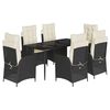 vidaXL 7 Piece Garden Dining Set with Cushions Black Poly Rattan
