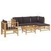 vidaXL 6 Piece Garden Lounge Set with Dark Grey Cushions Bamboo