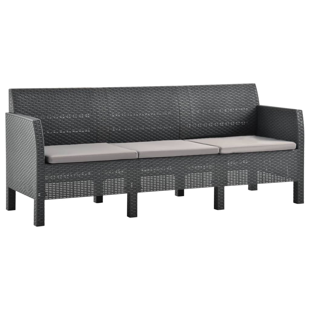 vidaXL 2 Piece Garden Lounge Set with Cushions PP Rattan Anthracite