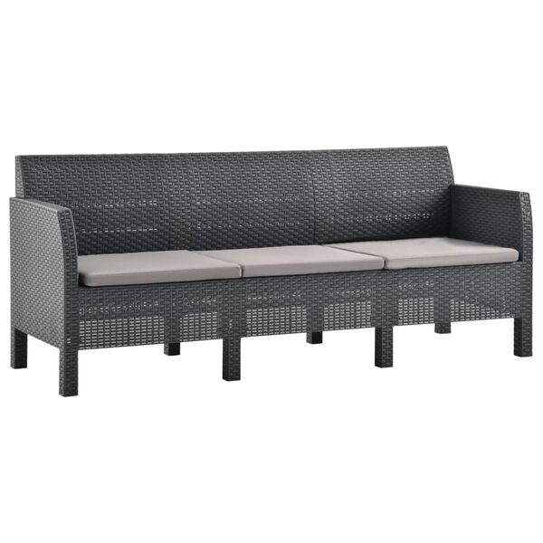 vidaXL 2 Piece Garden Lounge Set with Cushions PP Rattan Anthracite