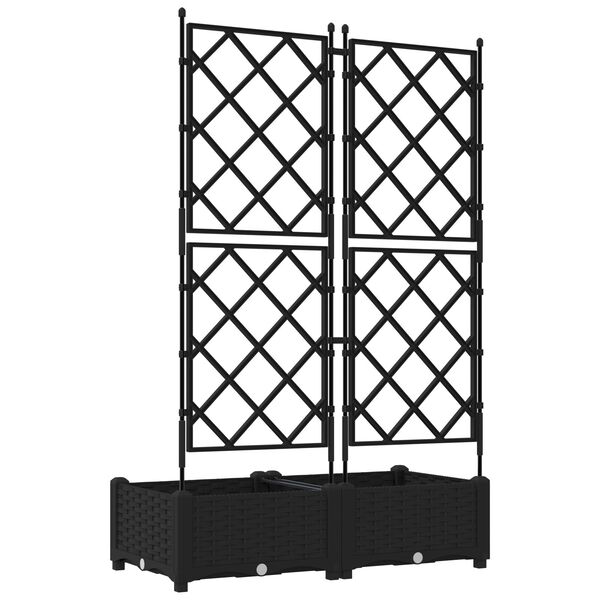 vidaXL Garden Planter with Trellis 2 pcs Black 80x40x125.5 cm
