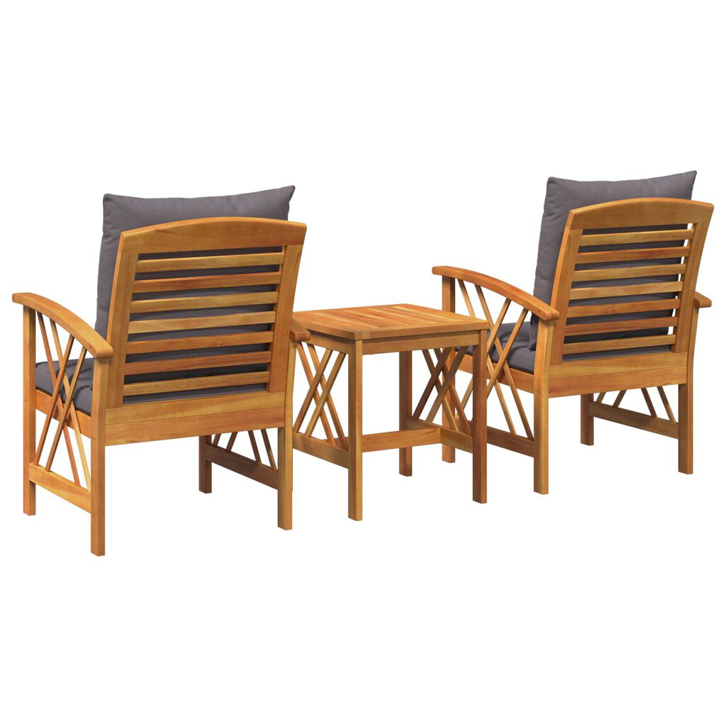 vidaXL 3 Piece Garden Lounge Set with Cushions Solid Acacia Wood