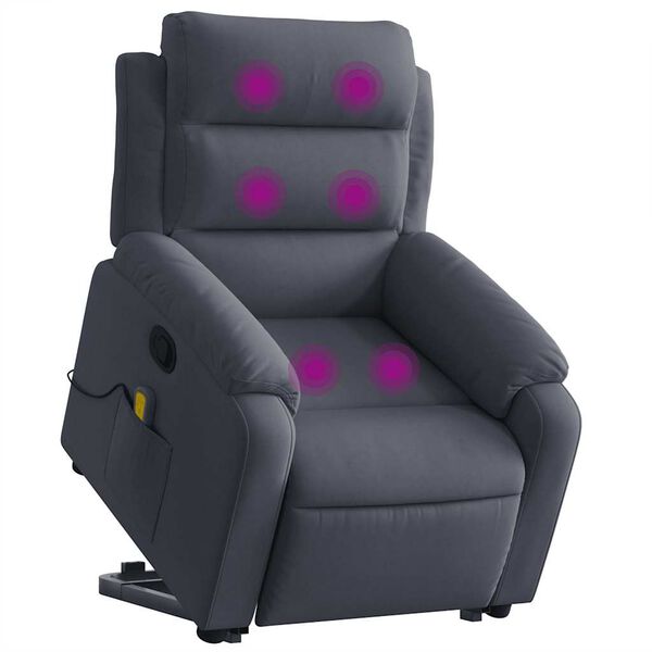 vidaXL Stand up Massage Recliner Chair Dark Grey Velvet