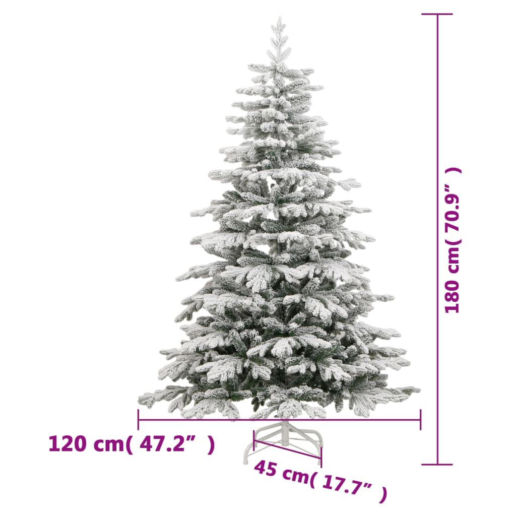 vidaXL Artificial Hinged Christmas Tree with Flocked Snow 180 cm