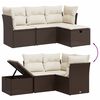 vidaXL 4 Piece Garden Sofa Set with Cushions Brown Poly Rattan