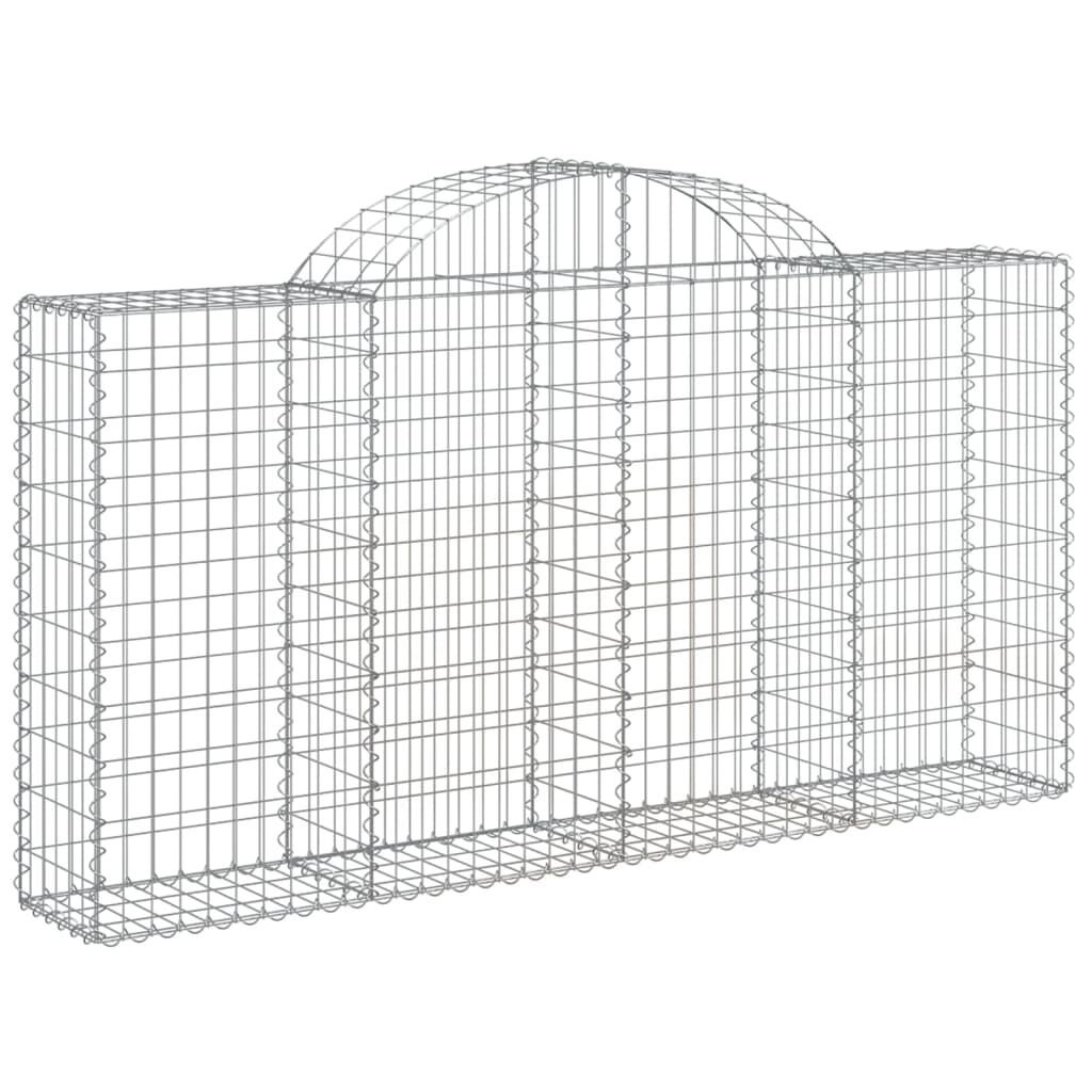 vidaXL Arched Gabion Baskets 2 pcs 200x30x100/120 cm Galvanised Iron