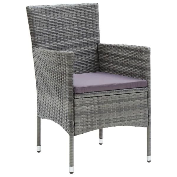 vidaXL 5 Piece Garden Dining Set with Cushions Poly Rattan Grey
