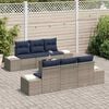 vidaXL Garden Sofa Set with Cushion 7 pcs Grey Poly Rattan