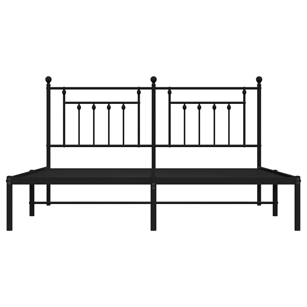 vidaXL Metal Bed Frame without Mattress with Headboard Black 183x213cm
