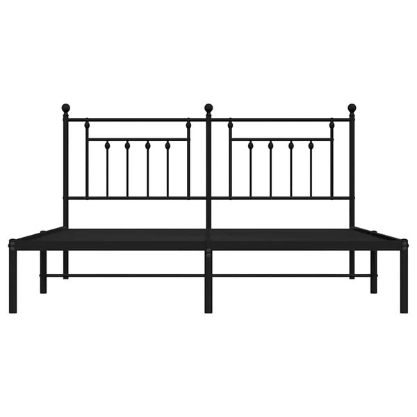 vidaXL Metal Bed Frame without Mattress with Headboard Black 183x213cm
