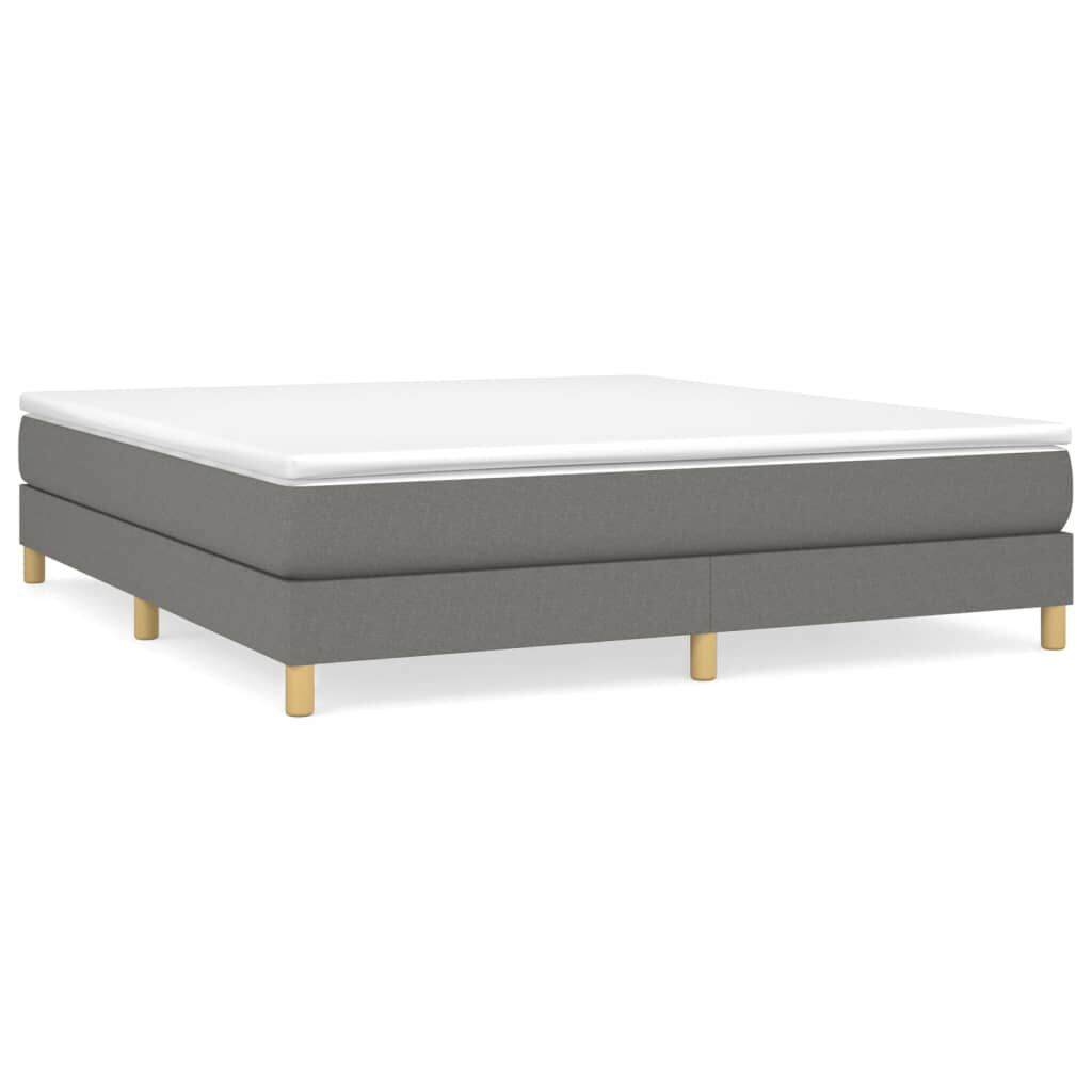 vidaXL Box Spring Bed with Mattress Dark Grey 193x203 cm King Fabric