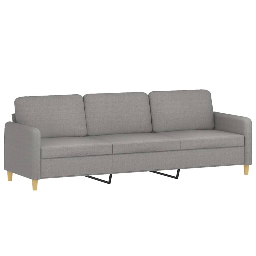 vidaXL 3-Seater Sofa with Pillows&Cushions Light Grey 210 cm Fabric