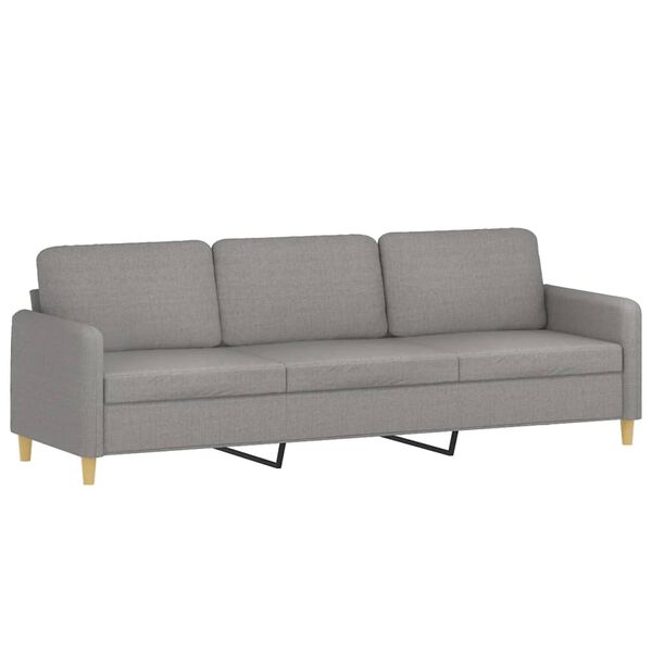 vidaXL 3-Seater Sofa with Pillows&Cushions Light Grey 210 cm Fabric