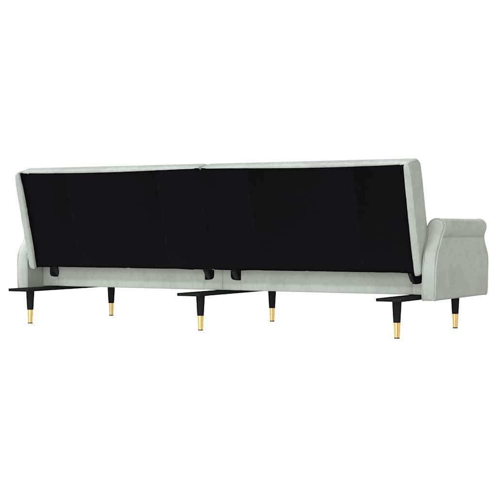 vidaXL Sofa Bed with Cushions Light Grey Velvet