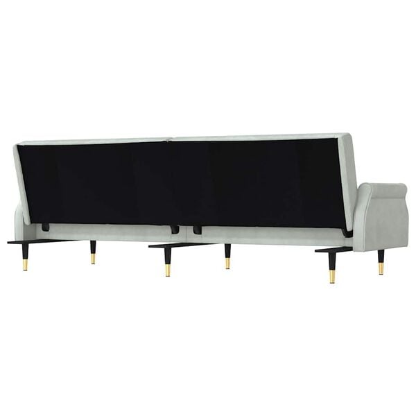 vidaXL Sofa Bed with Cushions Light Grey Velvet