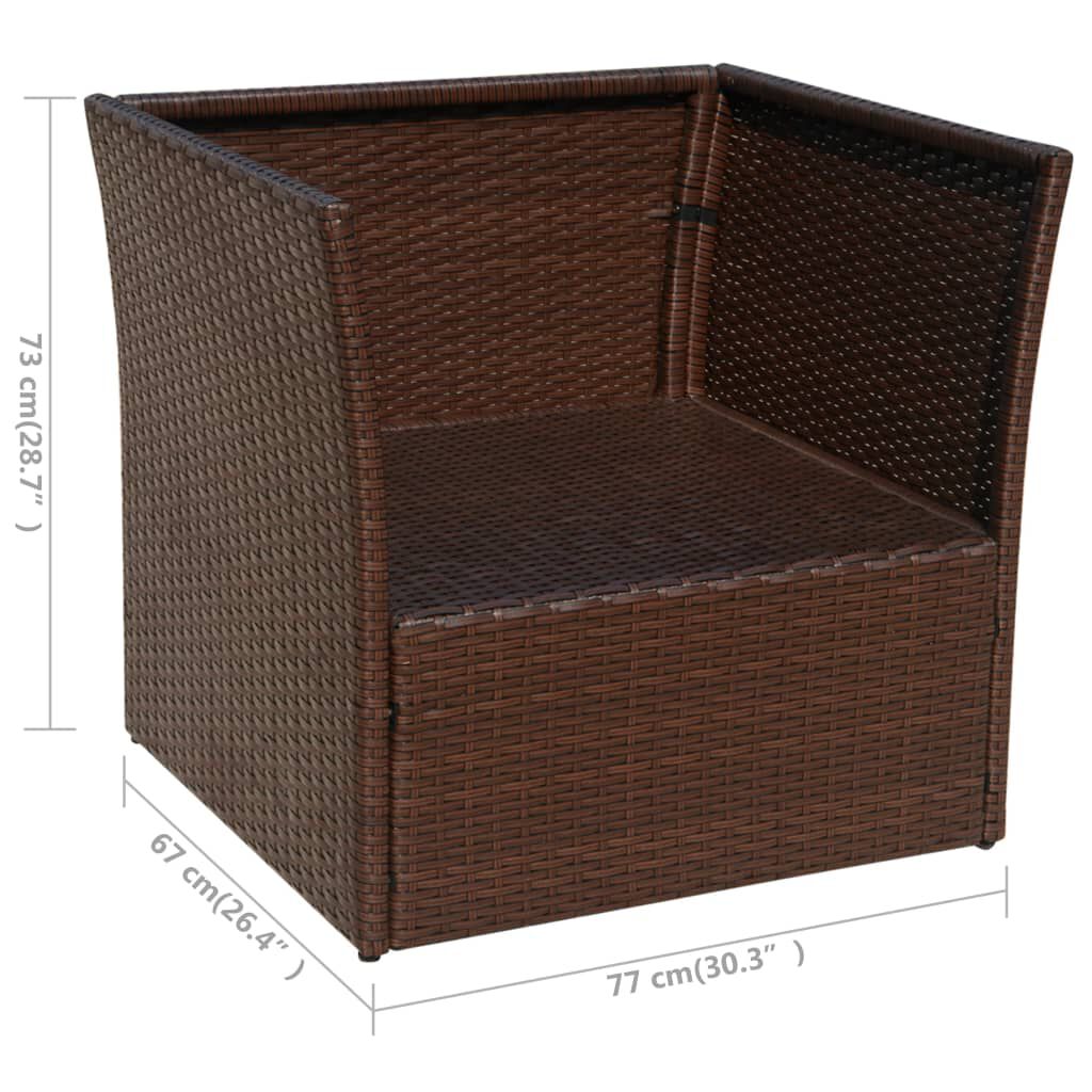 vidaXL Garden Chair with Stool Poly Rattan Brown