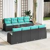 vidaXL Garden Sofa Set 9 pcs Black and turquoise