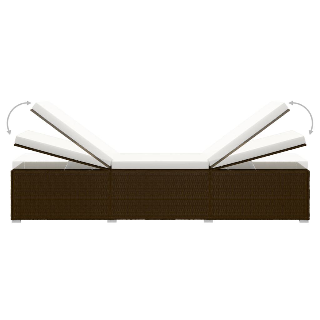 vidaXL 3 Piece Garden Sun Loungers with Tea Table Poly Rattan Brown
