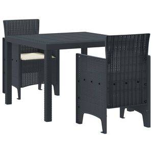 vidaXL Garden Dining Set 3 pcs Anthracite Polt rattan