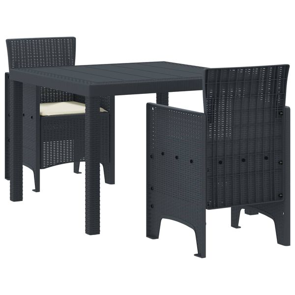 vidaXL Garden Dining Set 3 pcs Anthracite Polt rattan