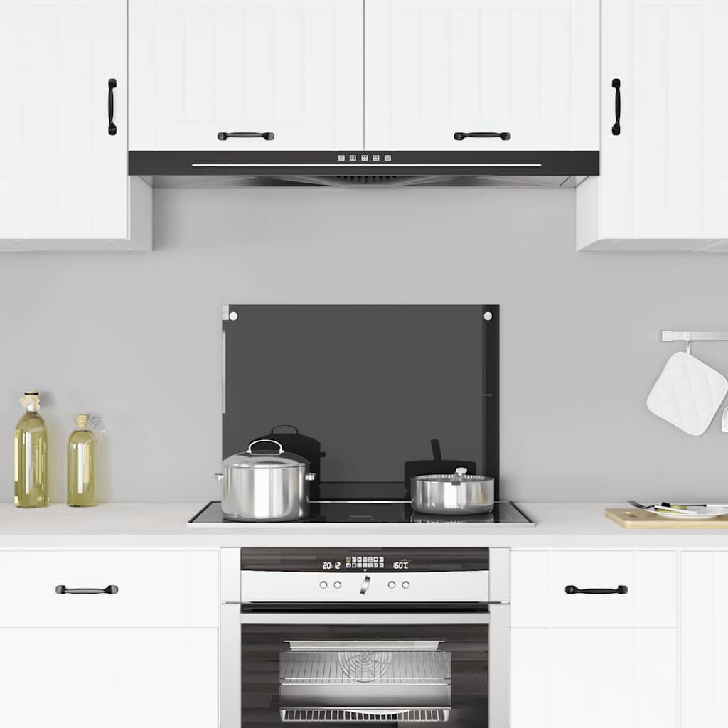 vidaXL Kitchen Backsplash Black 70 x 50 cm Tempered Glass