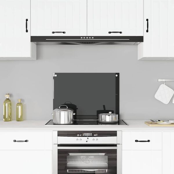 vidaXL Kitchen Backsplash Black 70 x 50 cm Tempered Glass