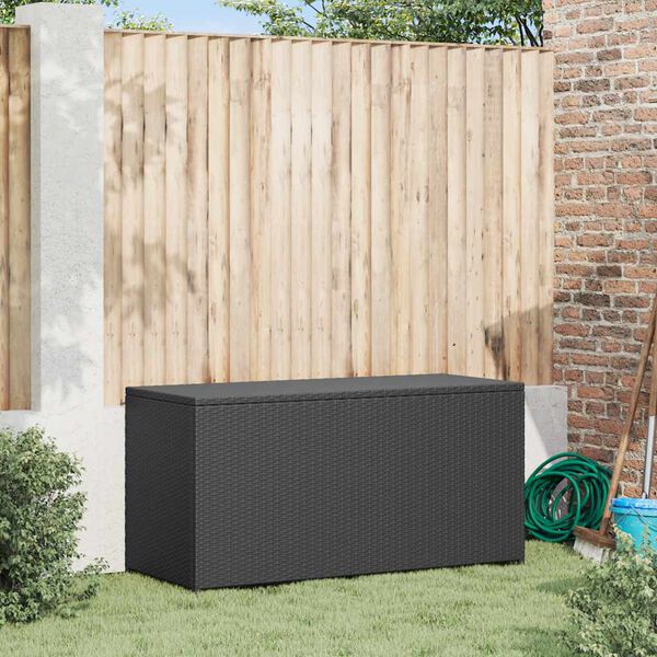 vidaXL Garden Storage Box Black 120x50x60 cm Poly Rattan