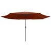 vidaXL Garden Parasol with Metal Pole 390 cm Terracotta