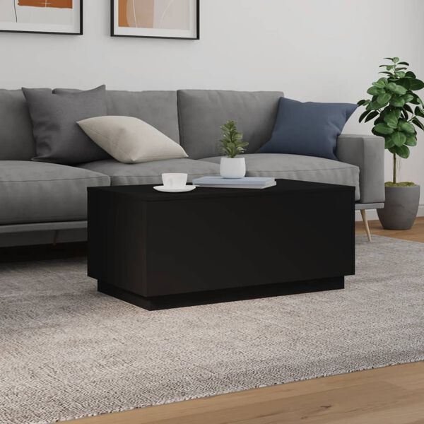 vidaXL Coffee Table with LED Lights Black 90x50x40 cm