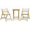 vidaXL 3 Piece Folding Bistro set with Cream White Cushions Bamboo