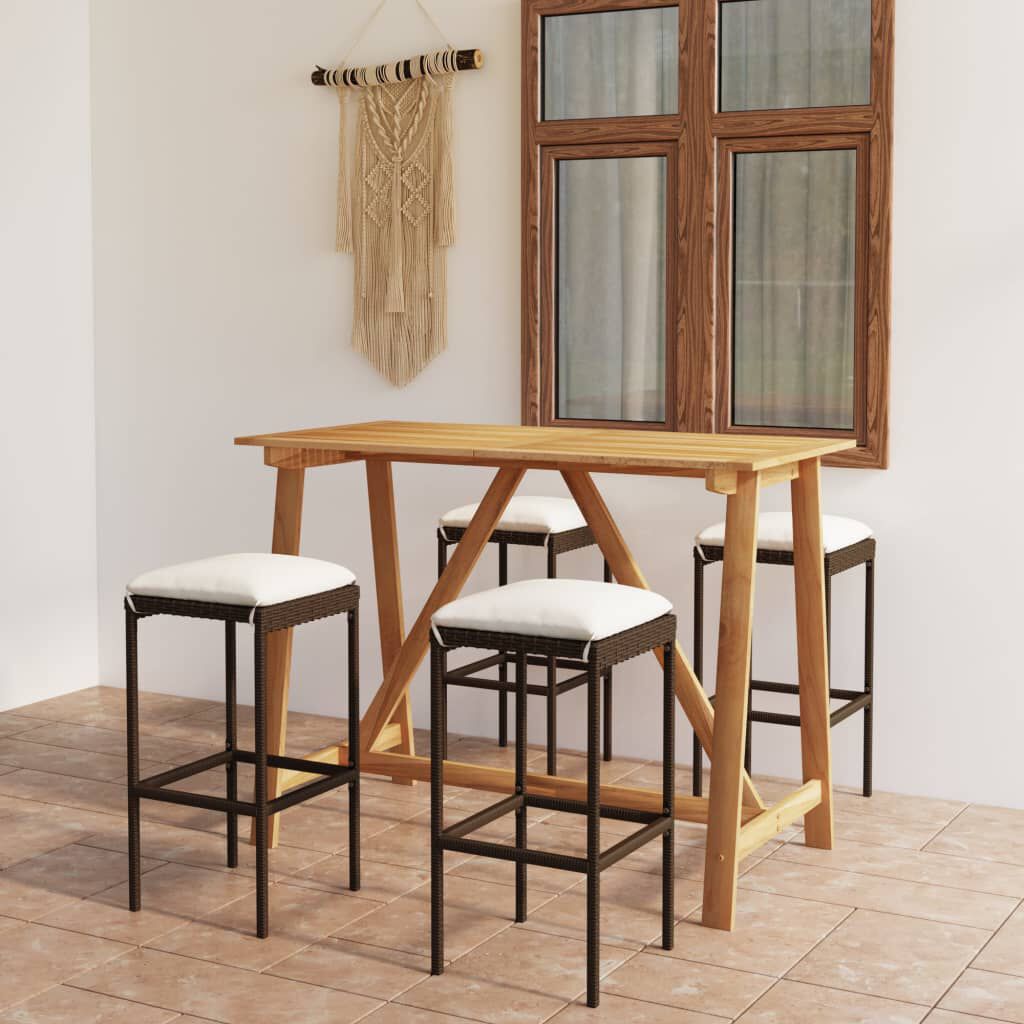 vidaXL 5 Piece Garden Bar Set with Cushions Brown