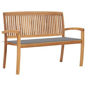 vidaXL Stacking Garden Bench with Cushion 128.5 cm Solid Teak Wood