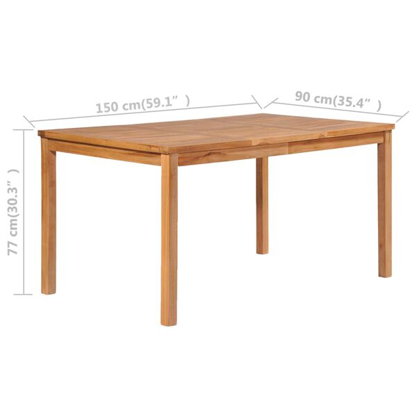 vidaXL 7 Piece Garden Dining Set 150x90 cm Solid Teak Wood