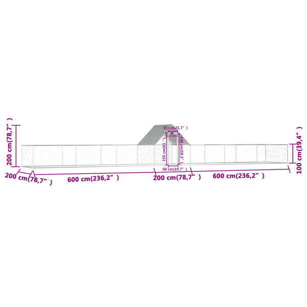 vidaXL Chicken Coop 14x2x2 m Galvanised Steel