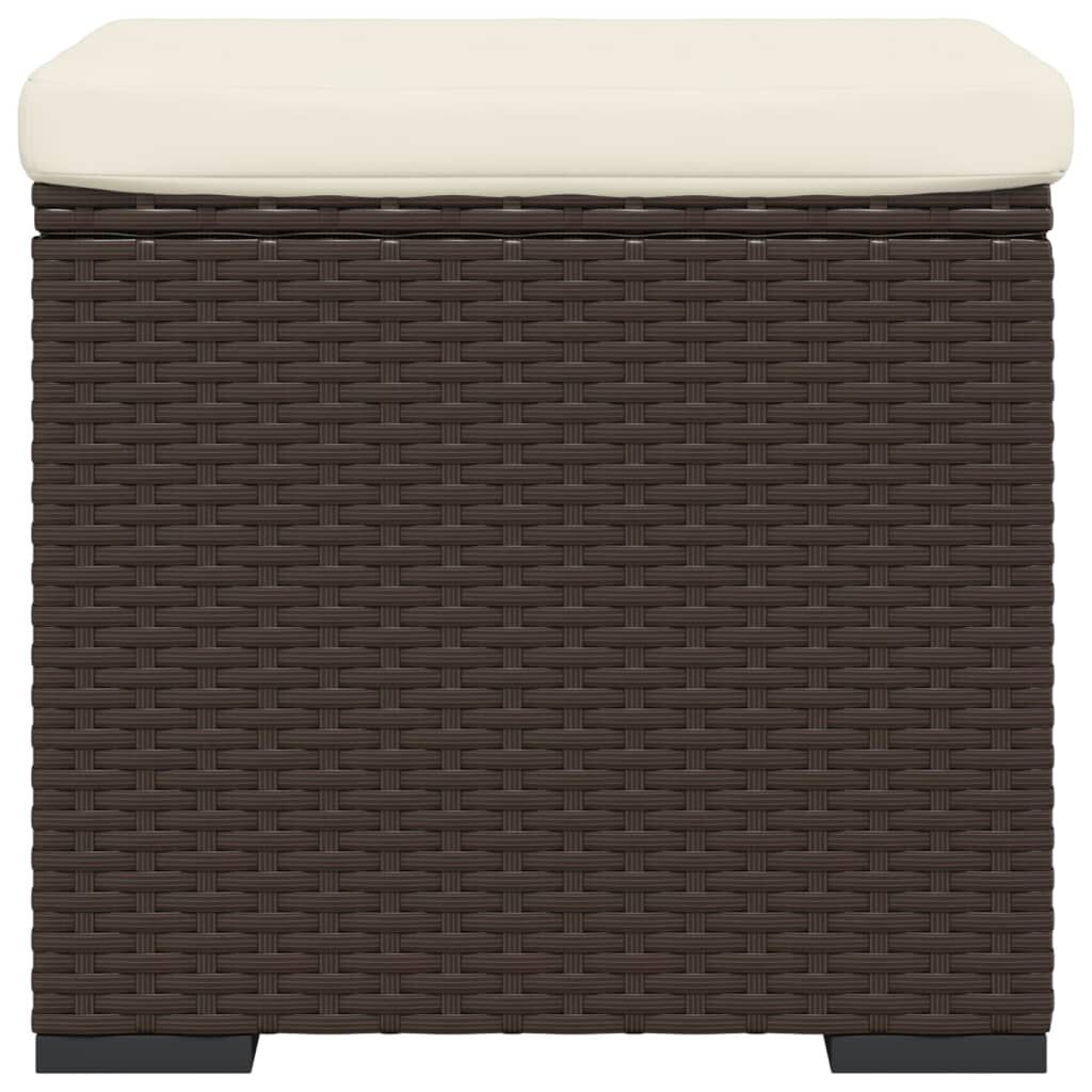 vidaXL Ottoman with Cushion Brown 40x30x40 cm Poly Rattan