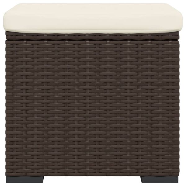 vidaXL Ottoman with Cushion Brown 40x30x40 cm Poly Rattan