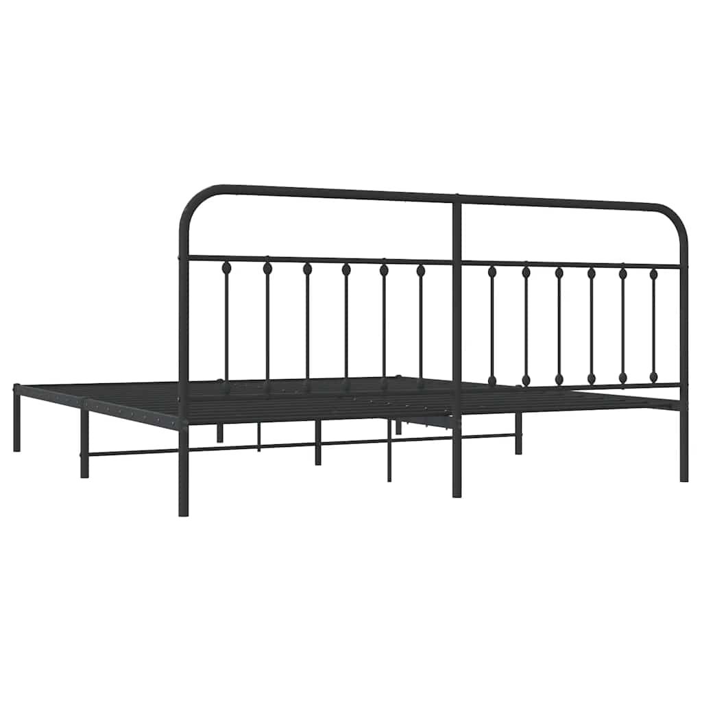 vidaXL Metal Bed Frame without Mattress with Headboard Black 193x203cm