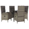 vidaXL 5 Piece Garden Dining Set with Cushions Black and Grey Poly Rattan