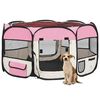 vidaXL Foldable Dog Playpen with Carrying Bag Pink 125x125x61 cm