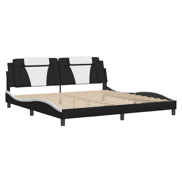 vidaXL Bed Frame "Viana" without Mattress Black and White 193x203 cm Faux Leather