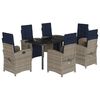 vidaXL 7 Piece Garden Dining Set with Cushions Grey Poly Rattan