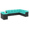 vidaXL 10 Piece Garden Sofa Set with Cushions Black Poly Rattan