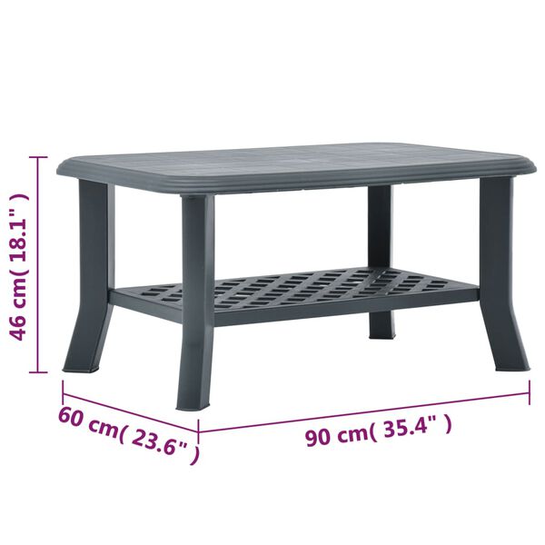 vidaXL Coffee Table Green 90x60x46 cm Plastic