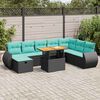 vidaXL 9 Piece Garden Sofa Set with Cushions Brown Poly Rattan Acacia