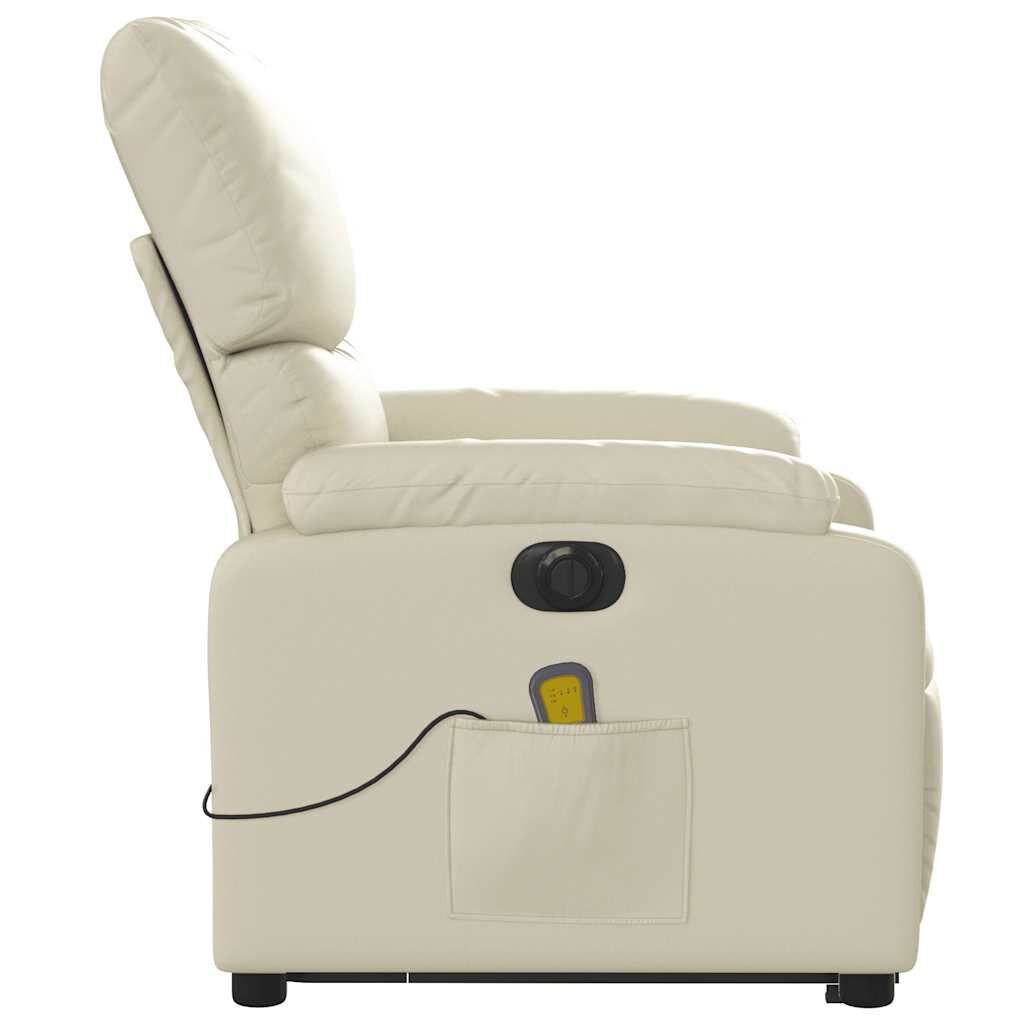 vidaXL Electric Stand up Massage Recliner Chair Cream Faux Leather