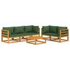 vidaXL 6 Piece Garden Lounge Set with Green Cushions Solid Wood