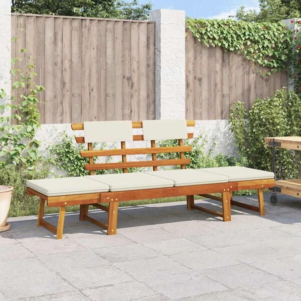 vidaXL Garden Bench with Cushions 2-in-1 190 cm Solid Acacia Wood