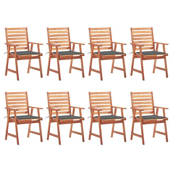 vidaXL Outdoor Dining Chairs 8 pcs with Cushions Solid Acacia Wood