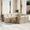 vidaXL 9 Piece Garden Sofa Set with Cushions Beige Poly Rattan